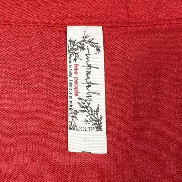 Intimately Free People Body Suit XS Red Dramatic Ruffle Thong V Neck Boho Top - Picture 8 of 10